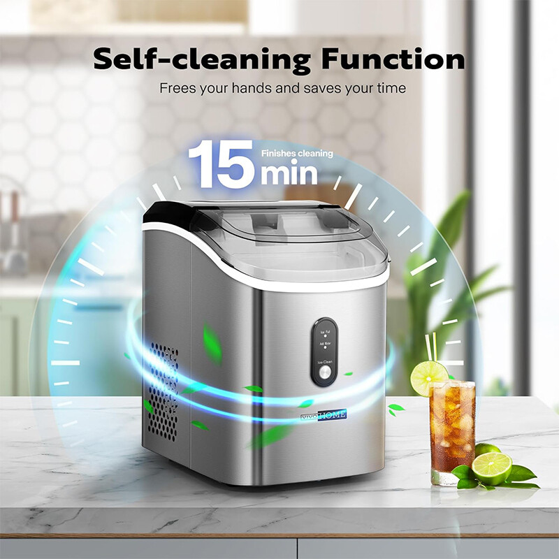 33lbs/Day Electric Chewable Nugget Ice Cube Maker Machine Self-Clean Function
