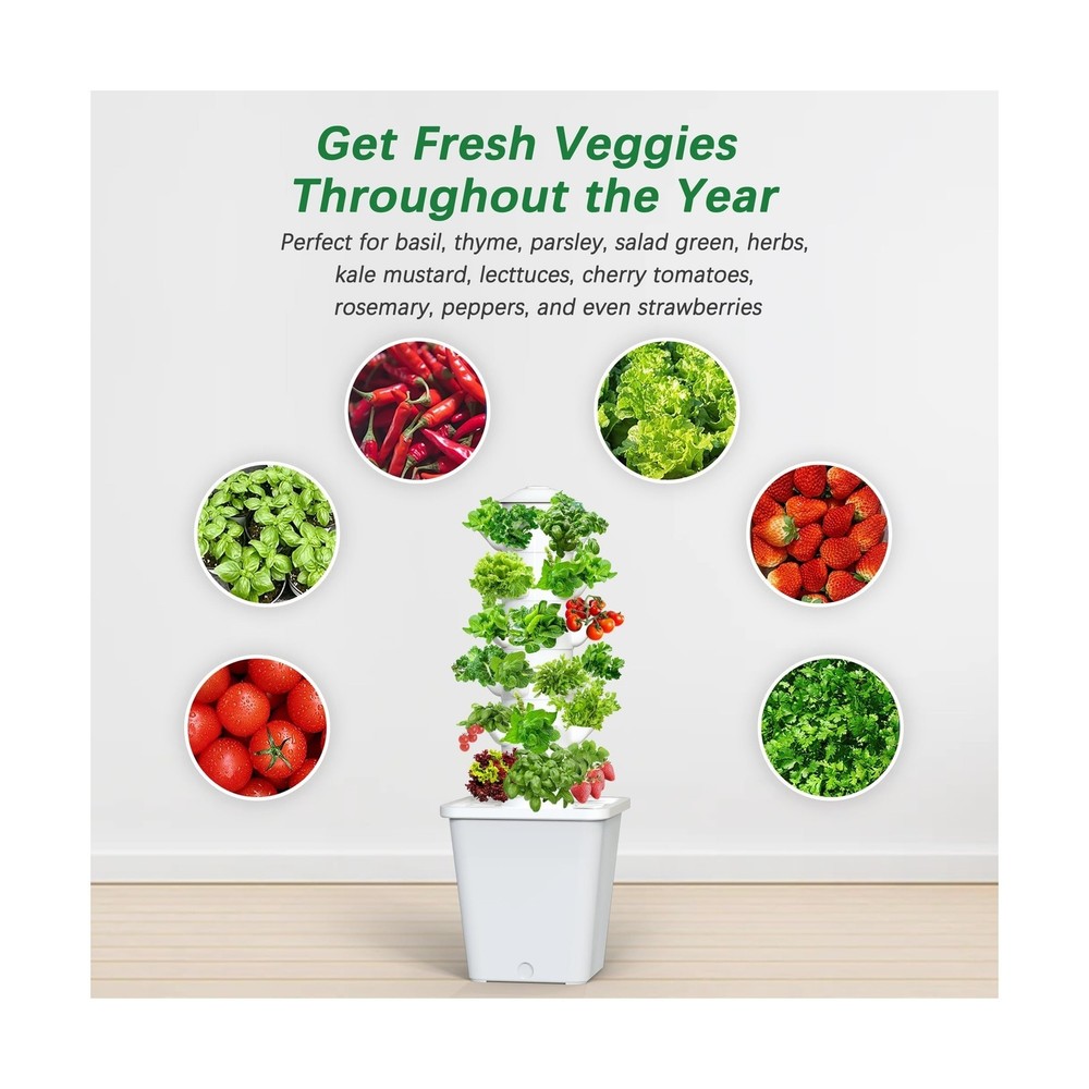 Hydroponics Growing System, 30-Plant Indoor Hydroponic Tower with Pump System...