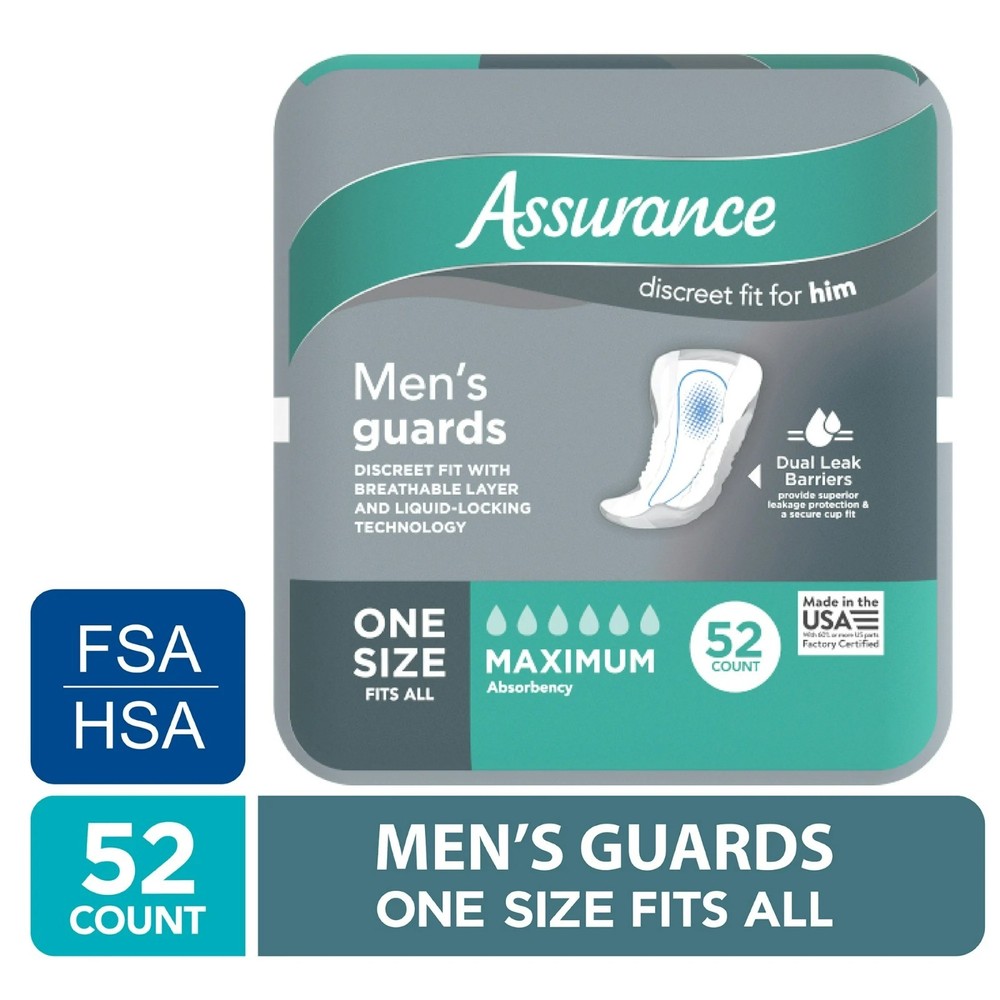 Assurance Men’s Guards, Maximum Absorbency, 52 Count