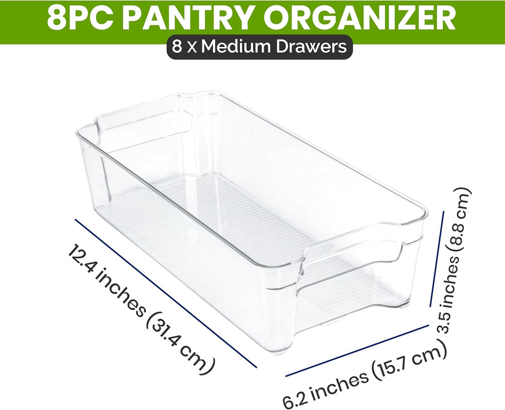 - Fridge & Refrigerator Organizer Bins (8 Pack), Clear Stackable Durable Plastic