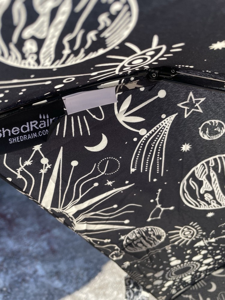 Shed Rain Umbrella Black Sun And Moon Pattern