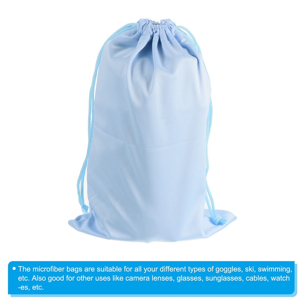 Ski Goggle Bag, 2 Pack Microfiber Snow Goggles Case Drawstring Pouch Pale Blue