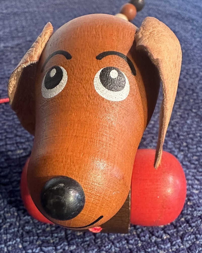 Vintage Lorenz Style Dog Pull Toy with Rare Beaded Tail