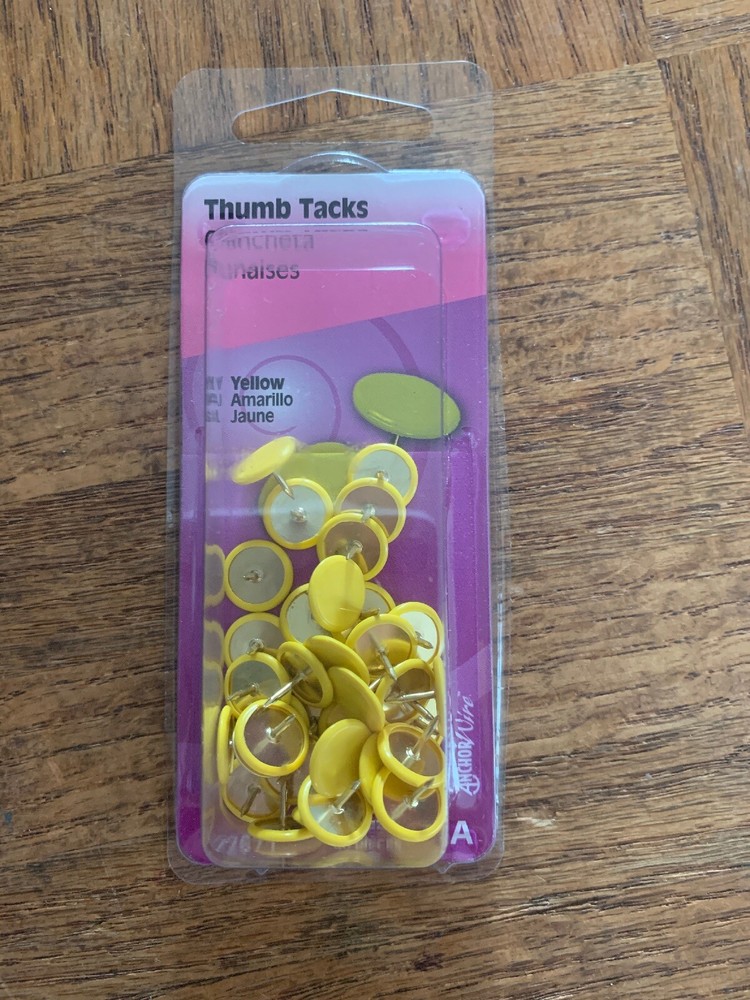 Anchor Thumb Tacks Yellow 40 Pieces