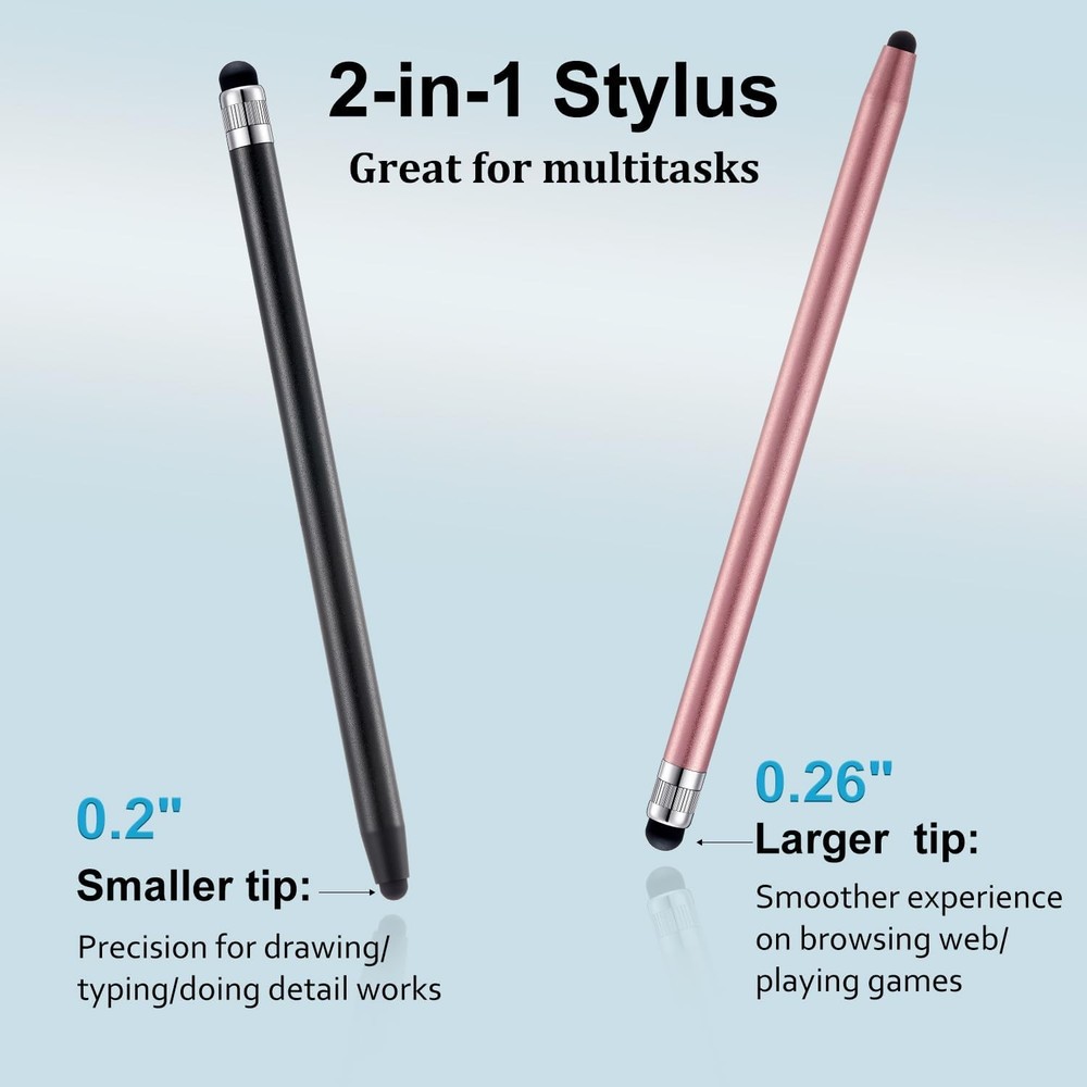 LINFANC 12Pcs Stylus Pen for Touchscreen, 2-in-1 High Precision 12 Multicolor