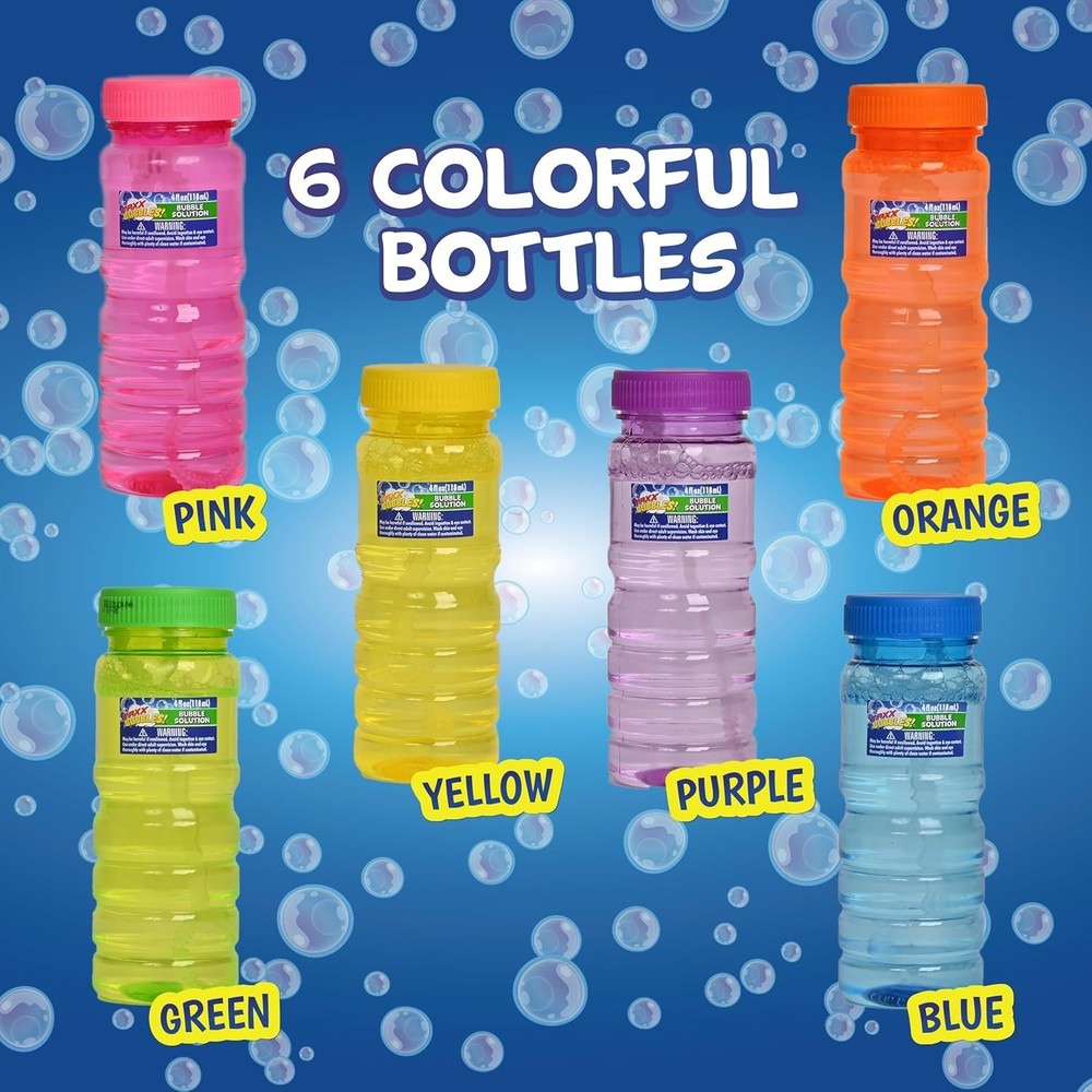 6 Pack Bubble Solution – 4oz Bubble Blower Bottles with 6-Hole Wand | Bottle ...