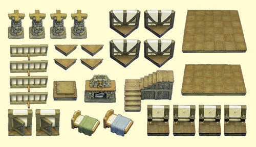 Dwarven Forge Medieval Building Set + Expansion OOP Resin MM026 & MM028