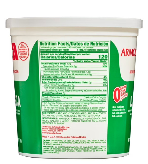 Armour Lard, 4 lb. Tub