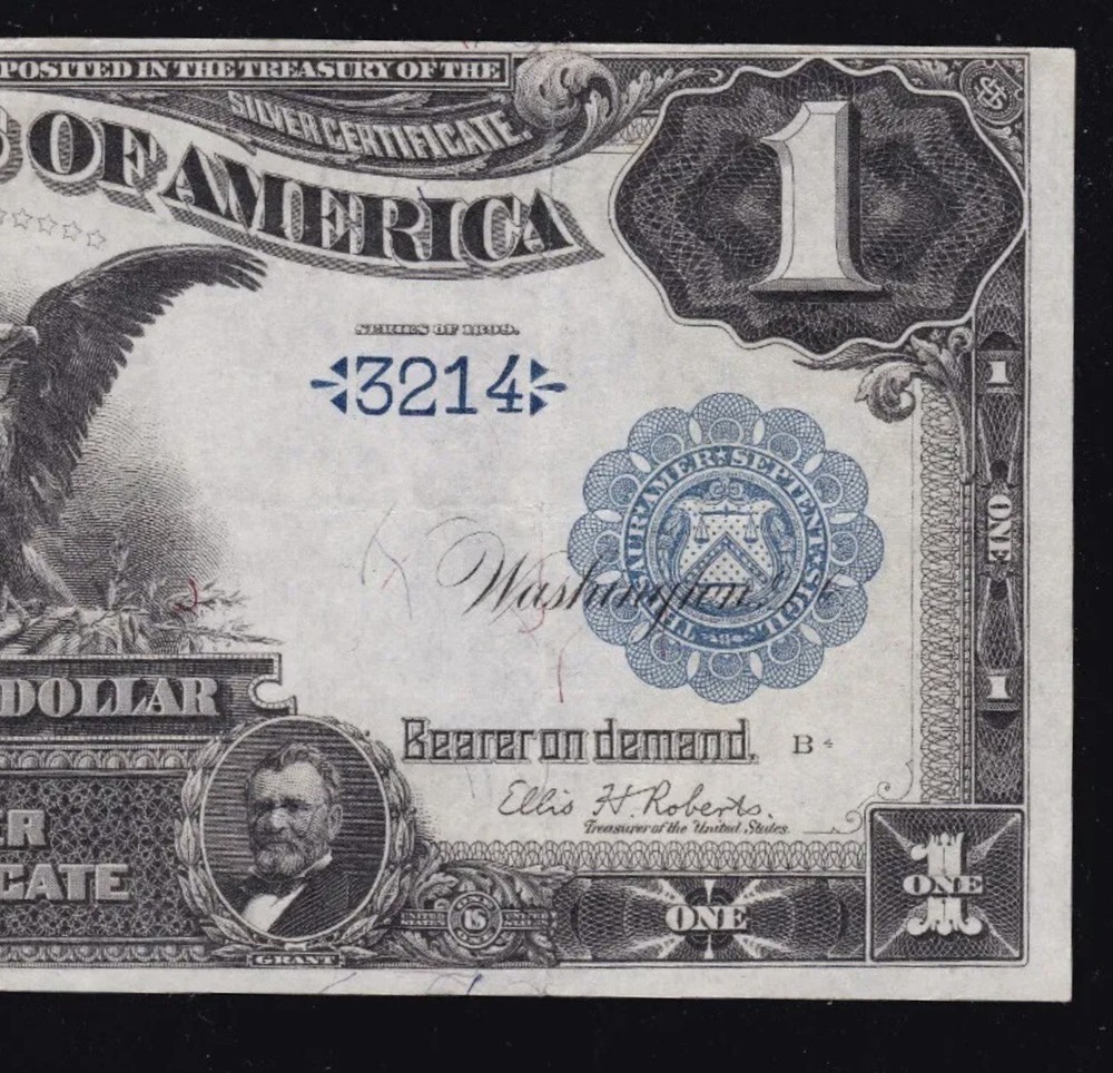 1899 $1 🇺🇸 Silver Certificate ( 4 Digit )( Unique & Gorgeous Example ) RARE