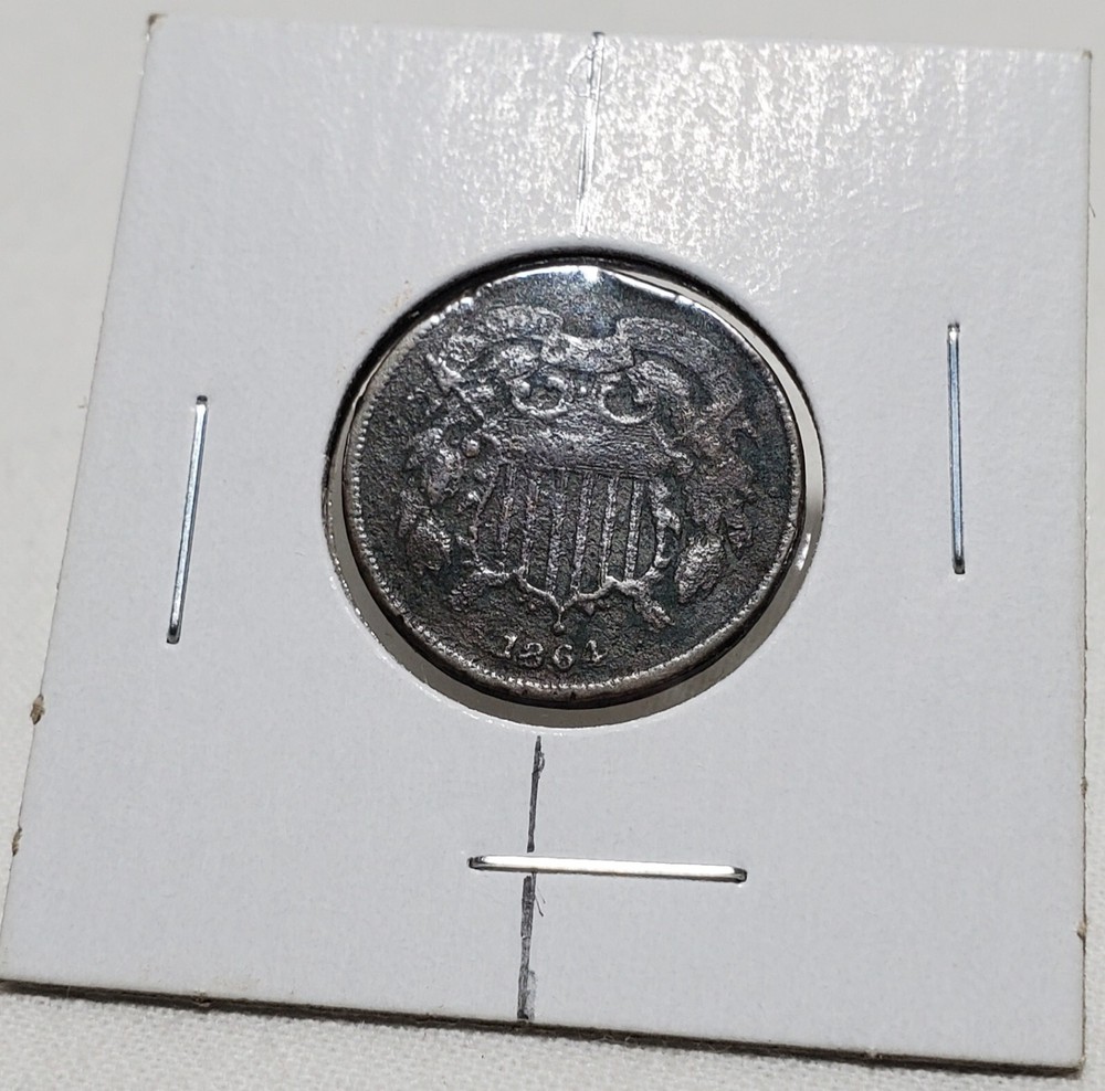 1864 2 Cent Piece. Error Inverted/Rotated Reverse. Medallion Reverse - Rough