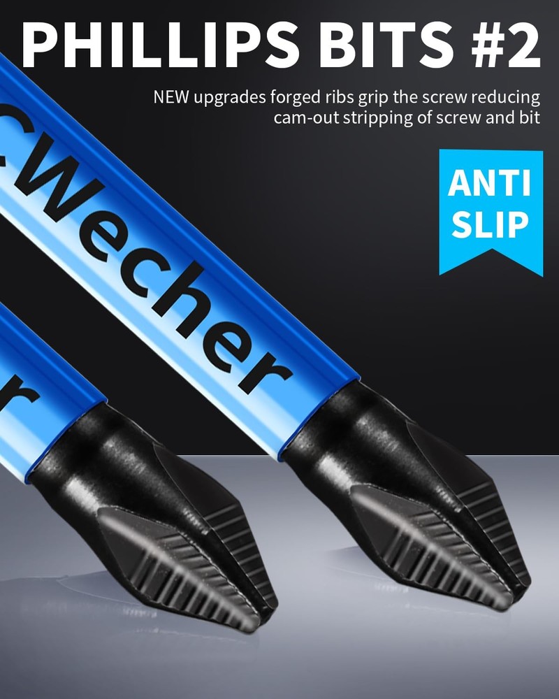 6Inch Long Phillips Head Drill & Screwdriver Bits 5Pack, 2 Phillips Bits #2 I...