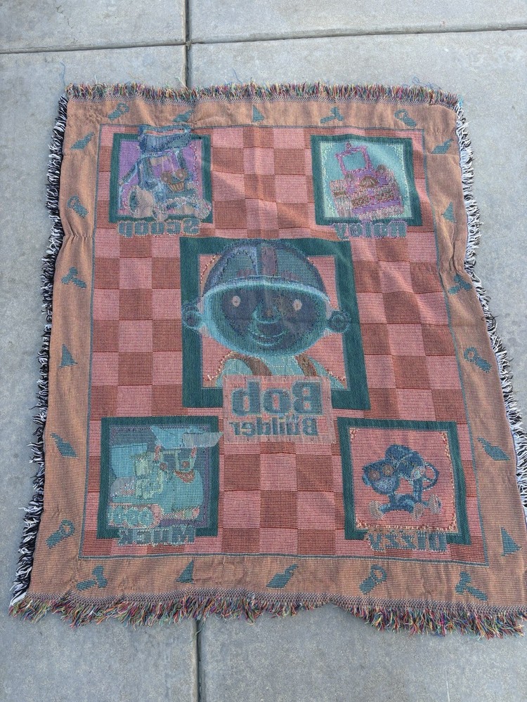 Bob the Builder Throw Blanket Roley Scoop Dizzy Muck Blue Construction