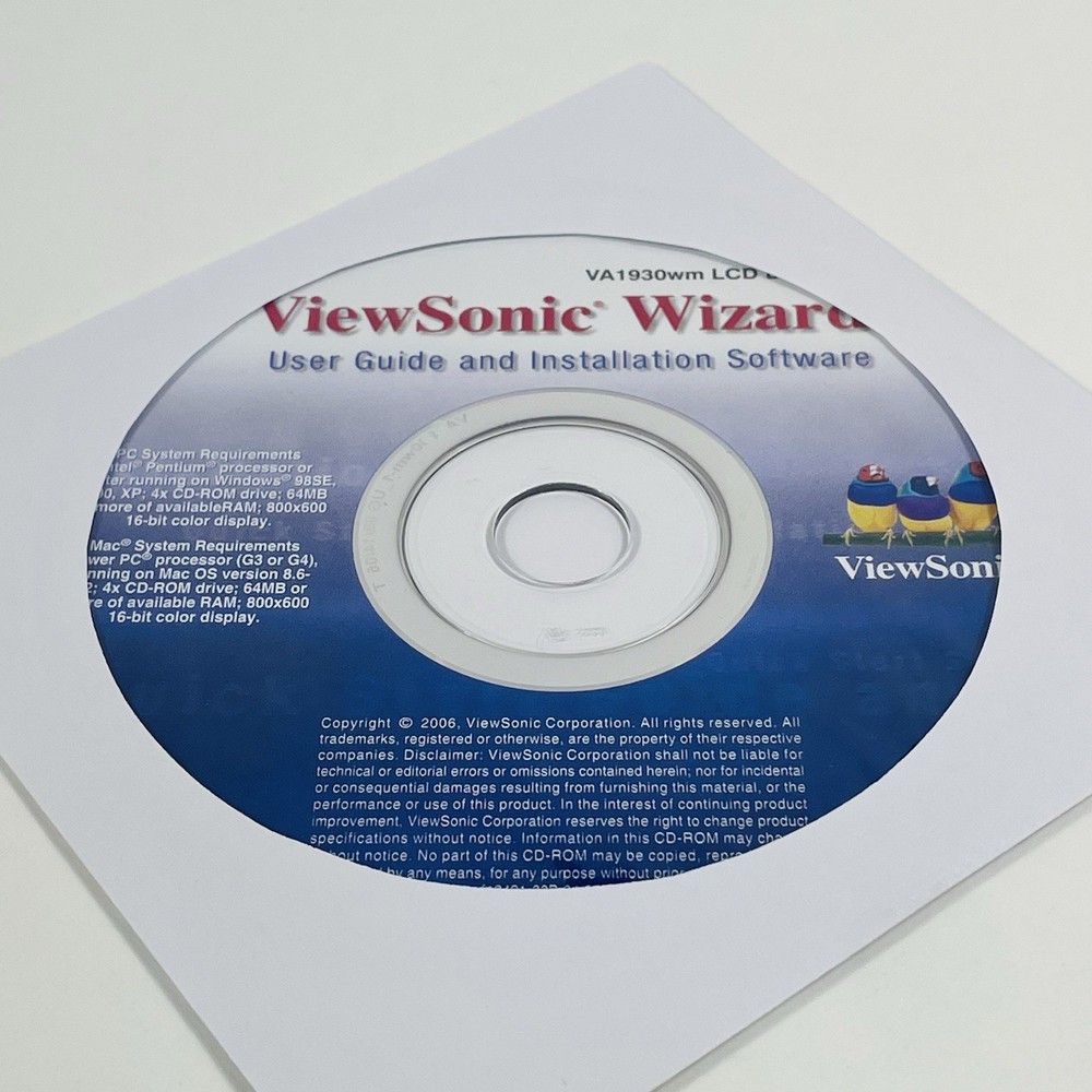 ViewSonic Wizard VA1930wm LCD Display User Guide and Installation Software Disc