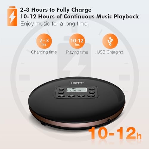 CD Player Portable 5.1 Bluetooth CD PlayerTouch Button and LCD Display