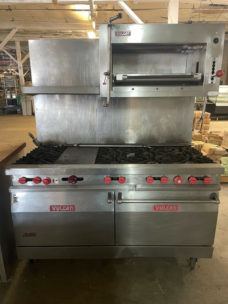 Vulcan 10 Burner Range with Salamander and Convection Oven.