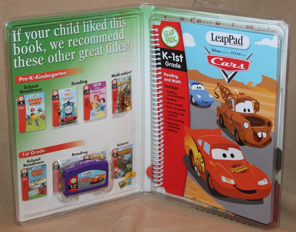 LeapPad Learning System Leap Frog Cars K-1st Reading & Math Interactive Book & C
