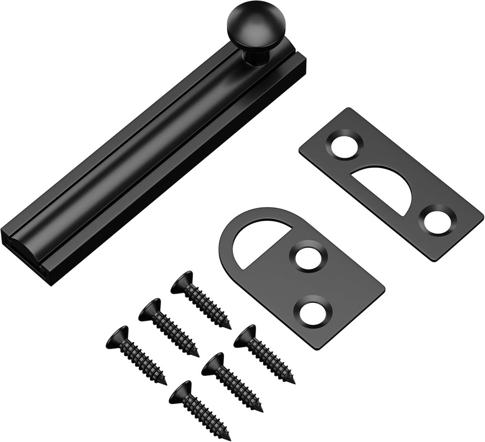 3 Inch Solid Brass Surface Bolt, Heavy Duty 3 Inch, Matte Black-1 Pack