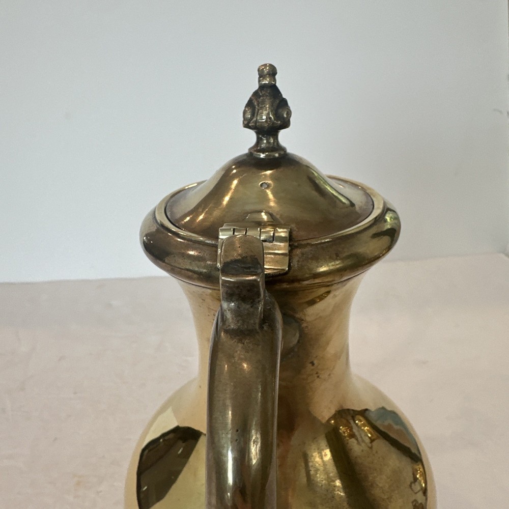 ETCHED BRASS TEA/COFFEE SET WITH TRAY. Good Condition