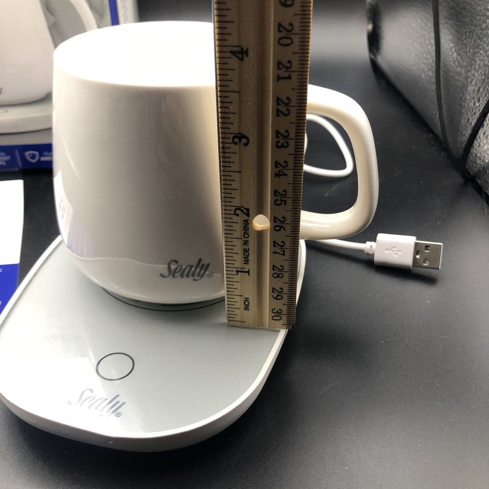 Sealy Coffee Mug+Mug/Cup Warmer 2Pc Set, USB Power, Temp Control, Gravity Switch
