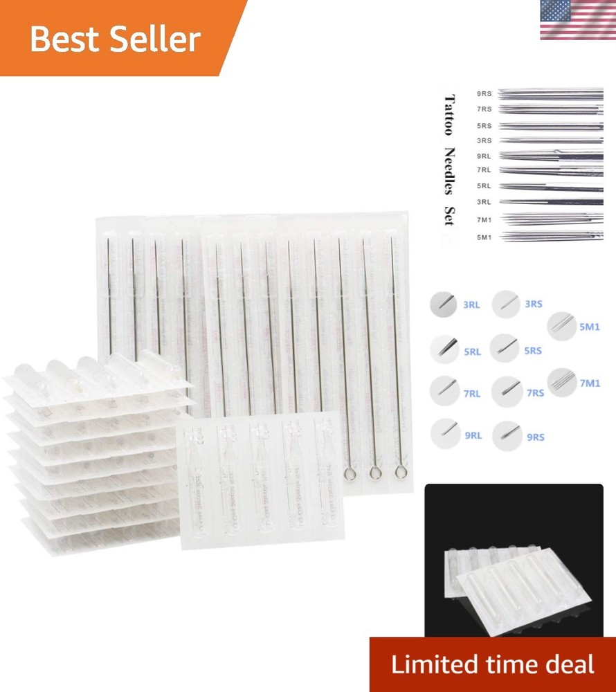 100pcs Tattoo Needles & Tips Set - Sterilized, Disposable for Professional Use