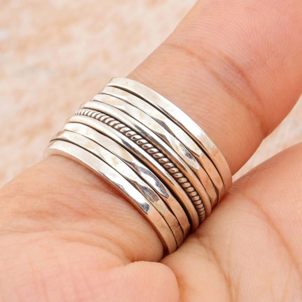 Solid 925 Sterling Silver Spinner Ring Handmade Wedding Jewelry Gift A-481