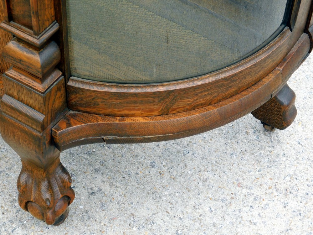 Victorian Oak China Cabinet~~Serpentine Front~~Bowed Sides