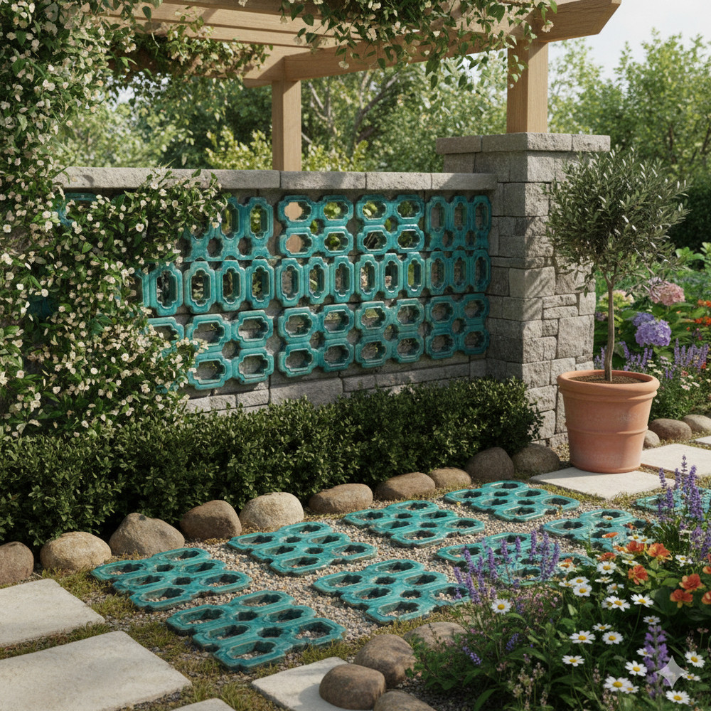 Chinese Rectangular Open Turquoise Mix Glaze Wall Floor Clay Tile GB224