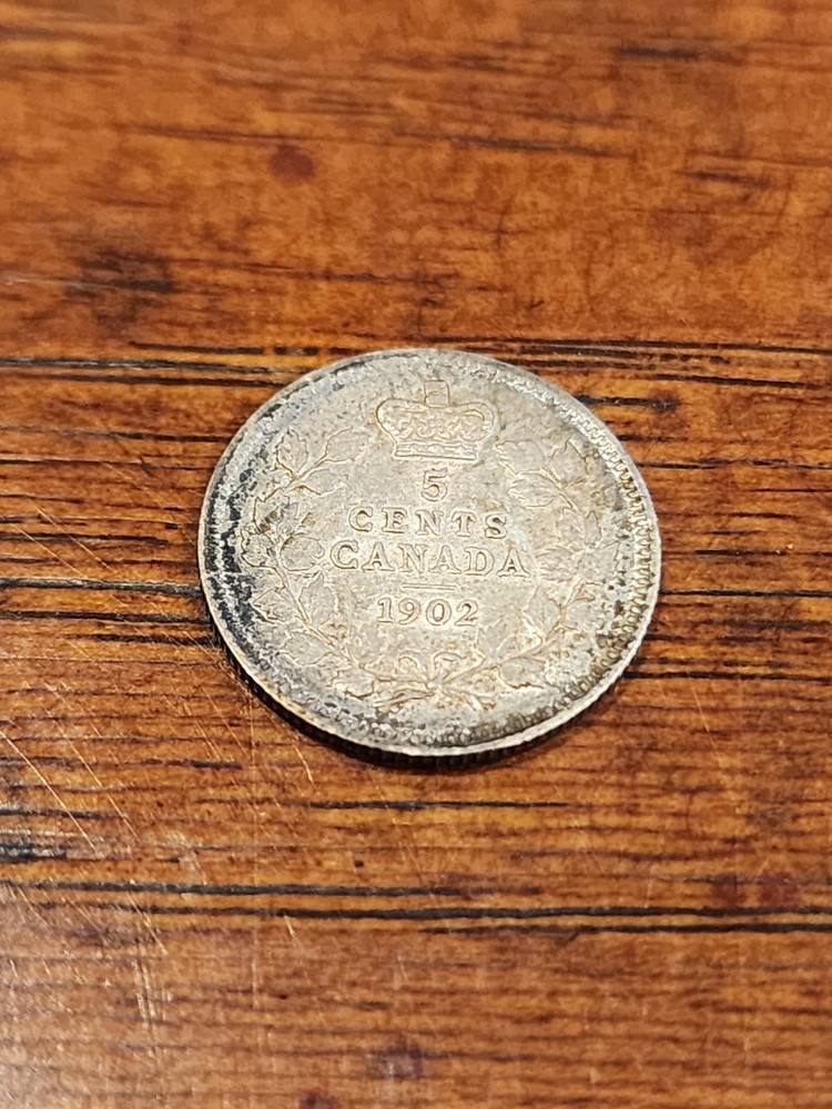 1902 Canada 5 Cents Silver Coin