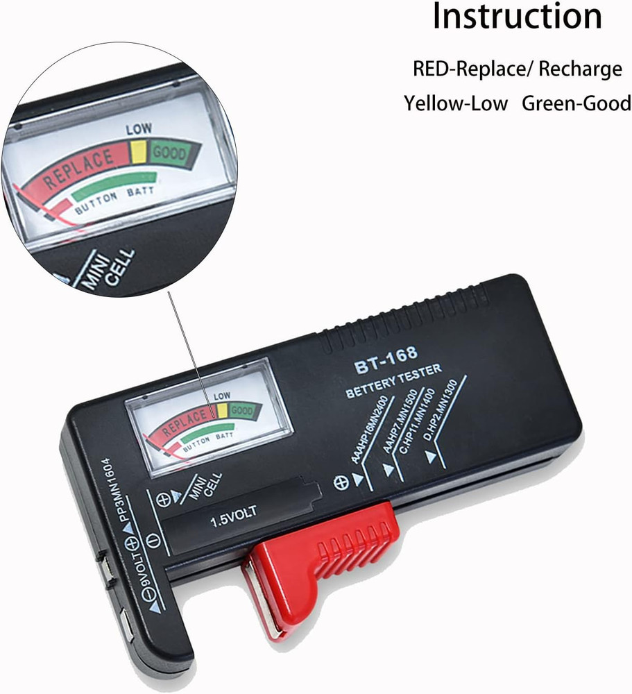 Universal Battery Tester for AA AAA C D 9V Button Cells Small Volt Checker 1Pk