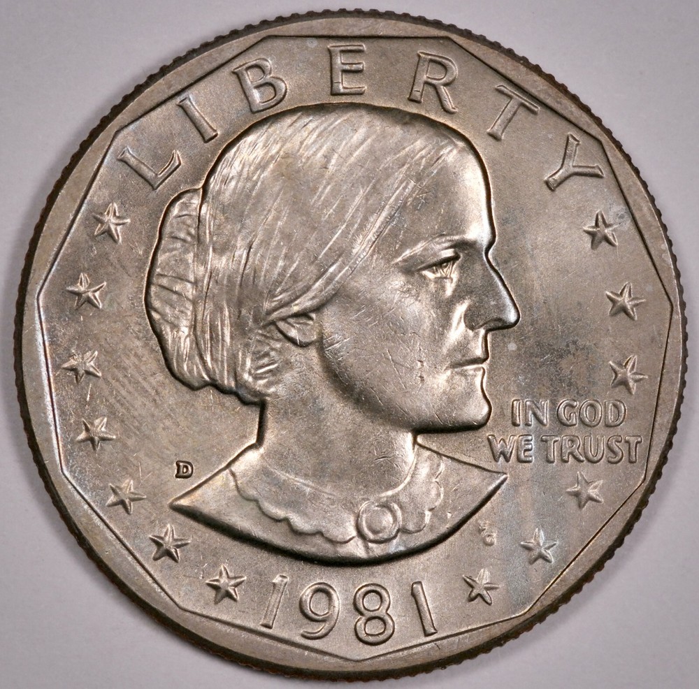 $1 1981 D SBA, lightly toned, Uncirculated UNC (E124)