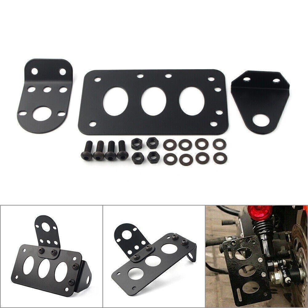 Side Mount Motor Tail Light License Plate Bracket Holder For Harley Choppers US