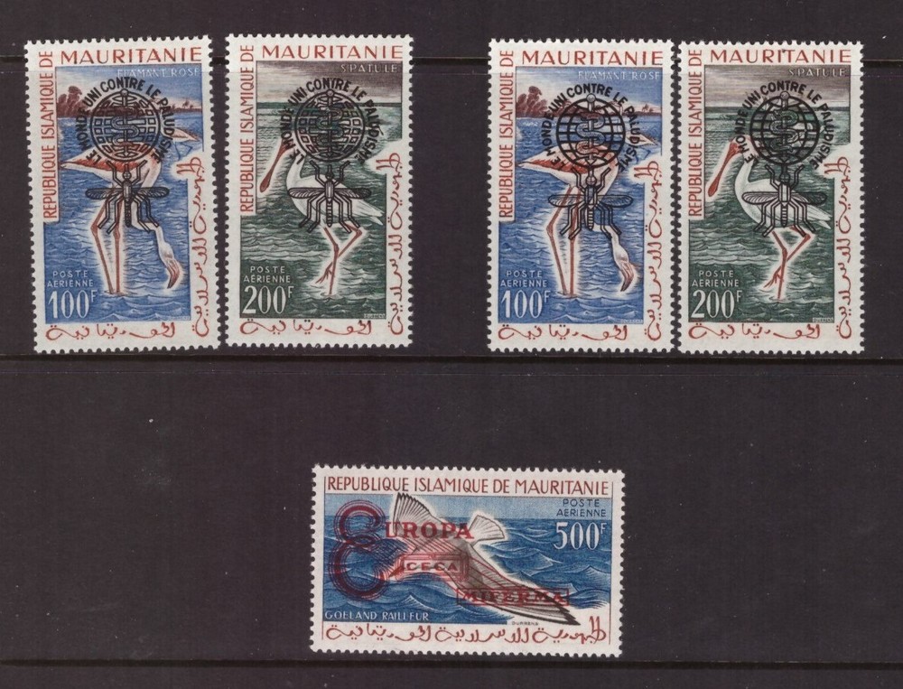 Mauritania 1962 Overprinted sets mint hinged stamps