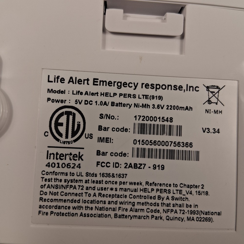 EXCELLENT - Life Alert Emergency System Base Unit ONLY Model: Help Pers 915