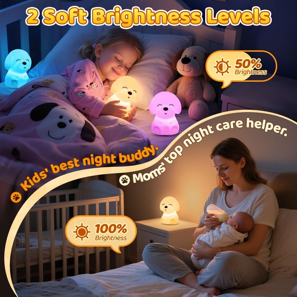 Night Light for Kids | 16 Colors & 2 Brightness & 30/60min Timer & Soft Silic...