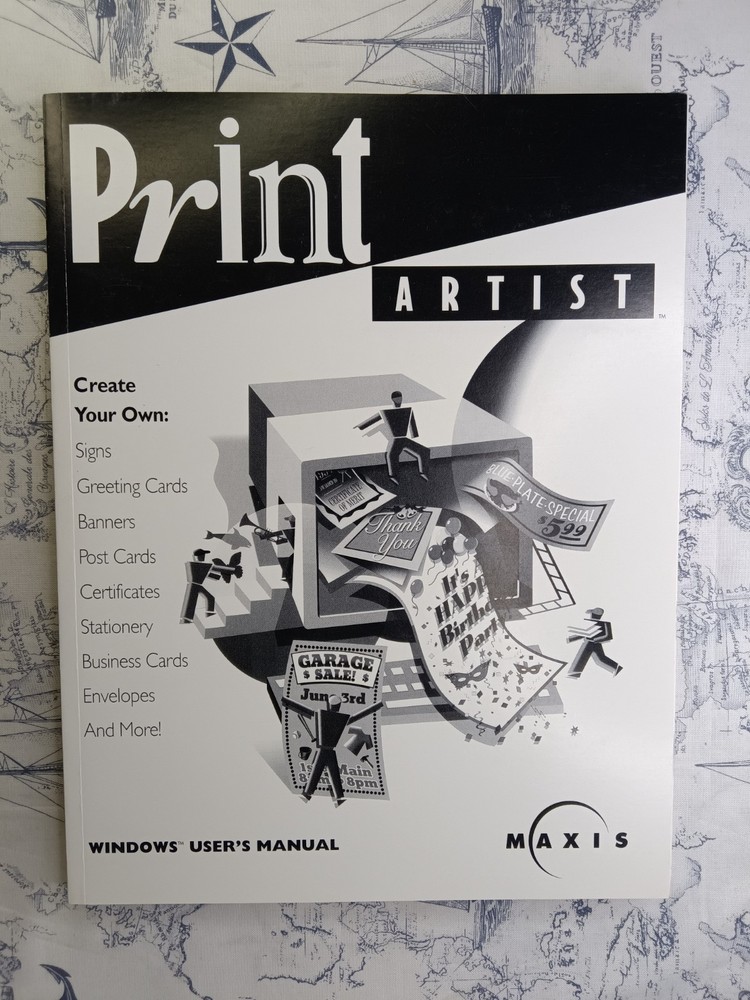 Maxis Print Artist 1994 Windows 3.1 3.5" Floppy Big Box Software