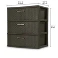 3 Drawer Wide Weave Plastic Tower Brown