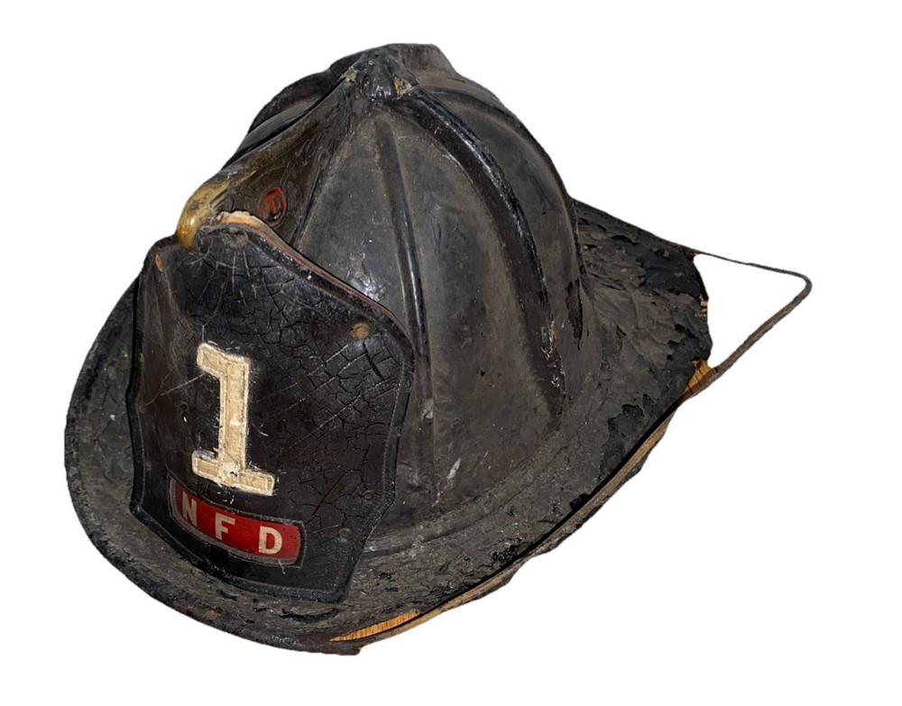 **ROUGH** Antique VTG Cairns Leather Fire Helmet 1 NFD Shield 5A Pre Letter Code