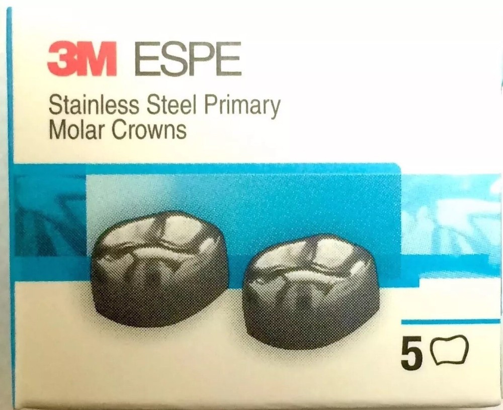 3M Stainless Steel Primary Pedo Molar Crowns All Sizes & Quantity