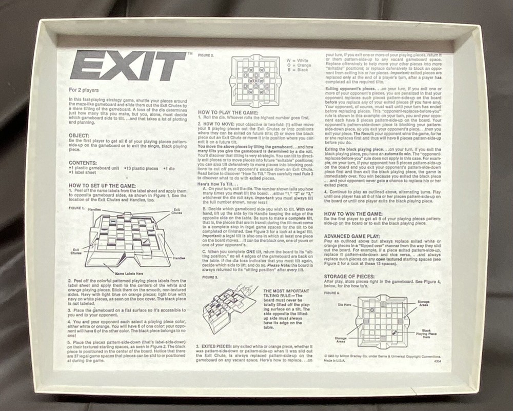 Exit Board Game Milton Bradley 1983