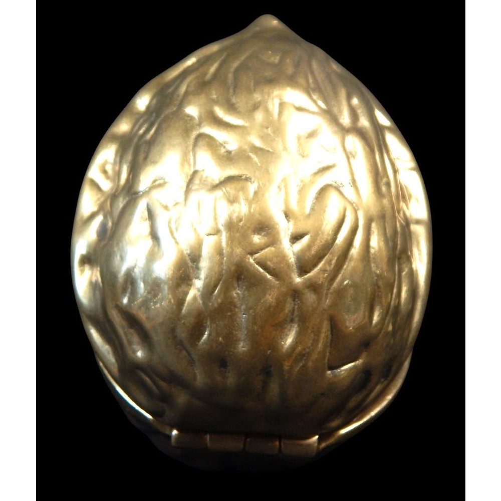 Vintage Heavy Brass Walnut Shaped Nutcracker