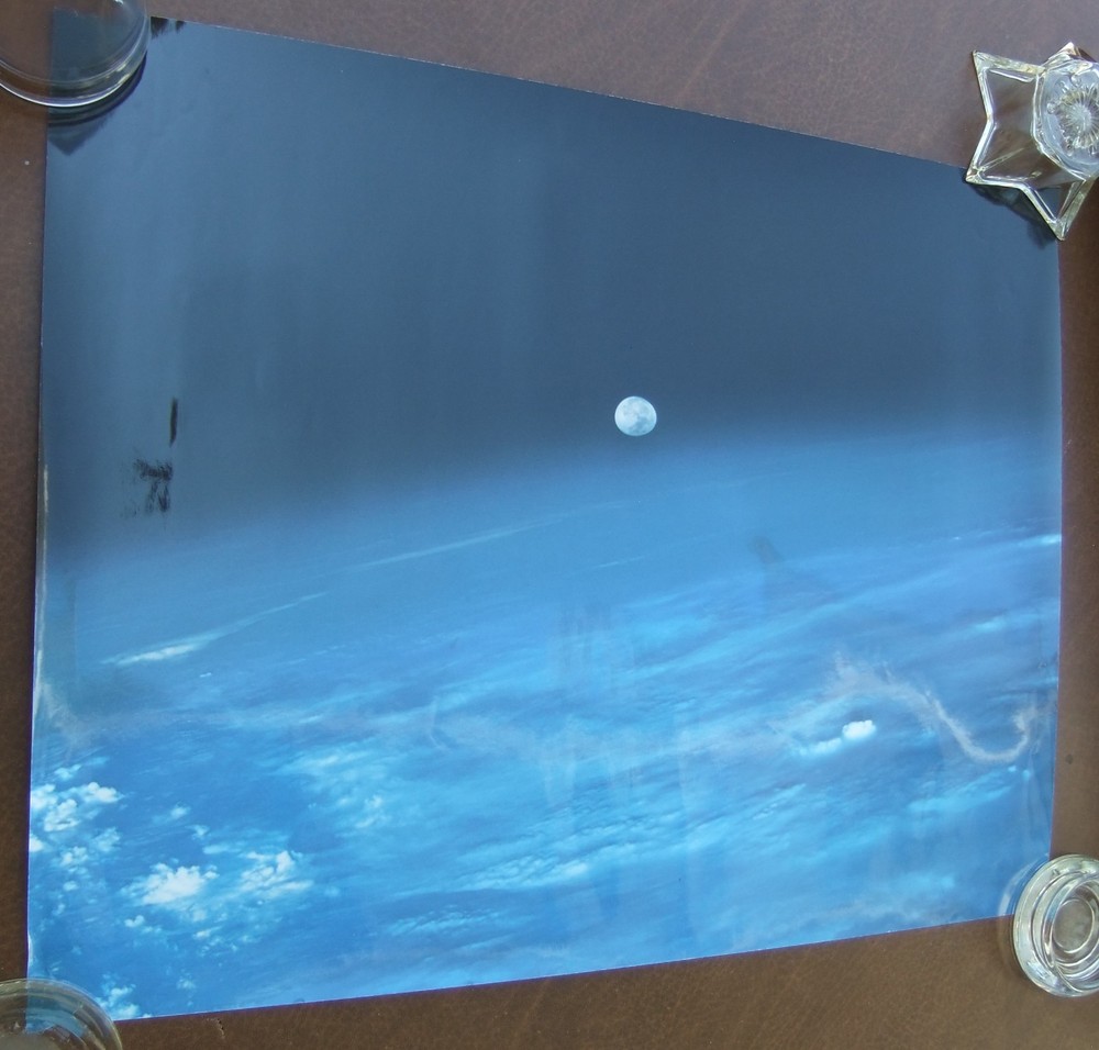 NASA Poster Photo by Space Shuttle Columbia 2003 Egg Shaped Moon Before Disaster