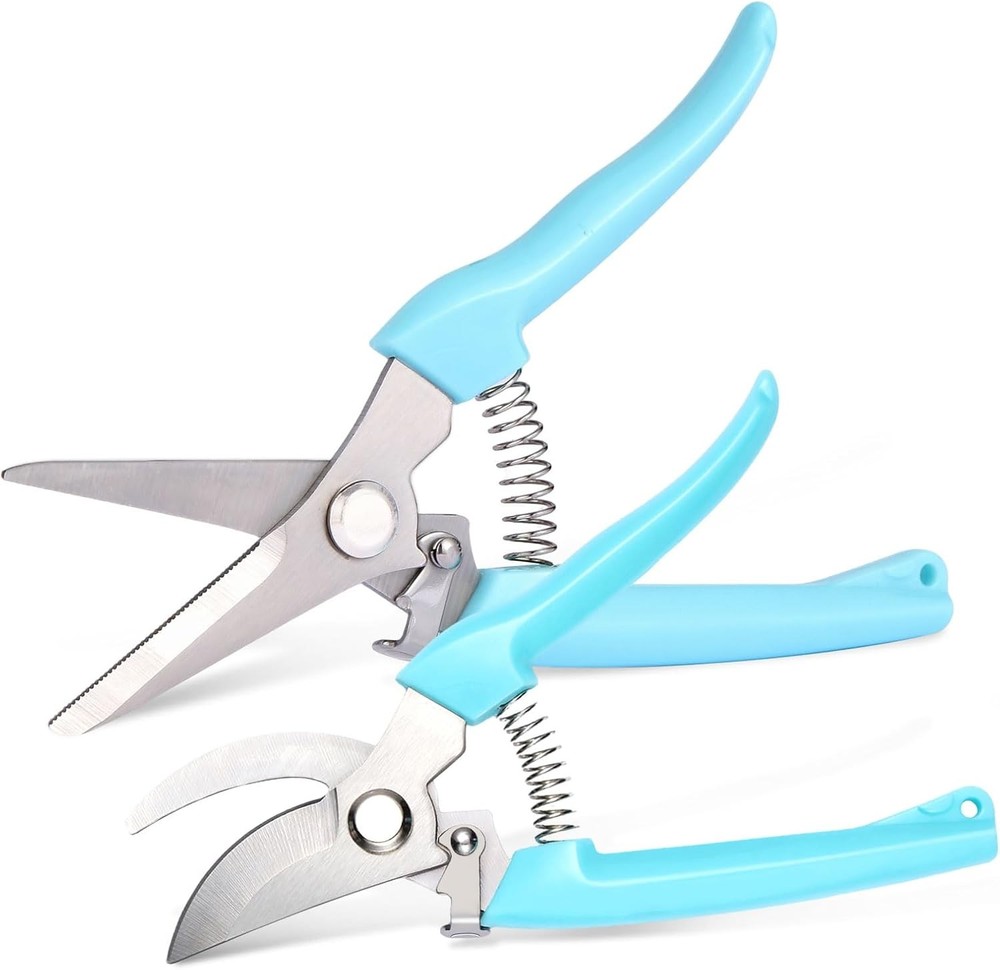 2 Pack Pruning Shears, Stainless Steel Garden Shears, Sharp Bypass & Straight