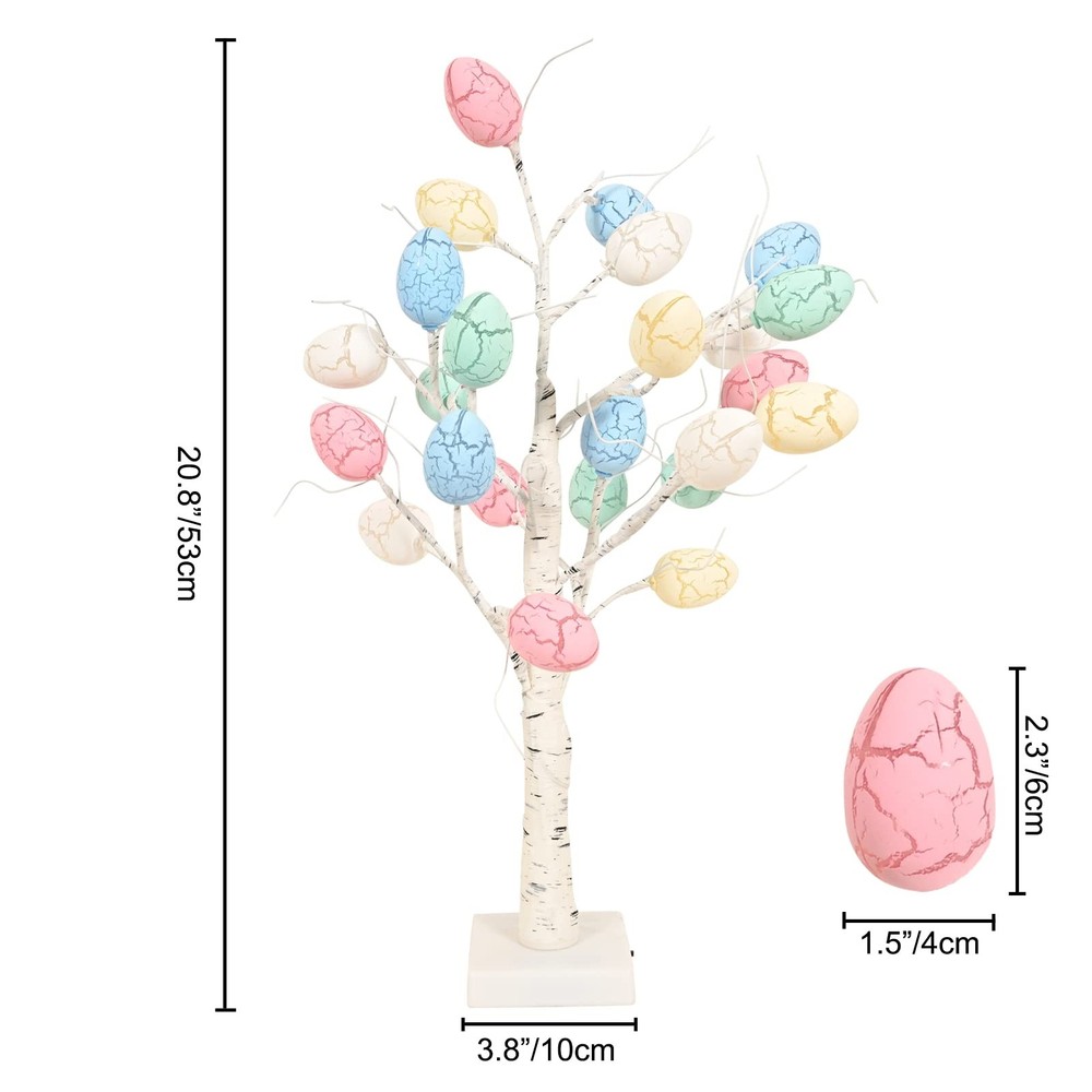 Easter Decorations kemooie 24 inch Prelit White Birch Tree with 24pcs Easter ...