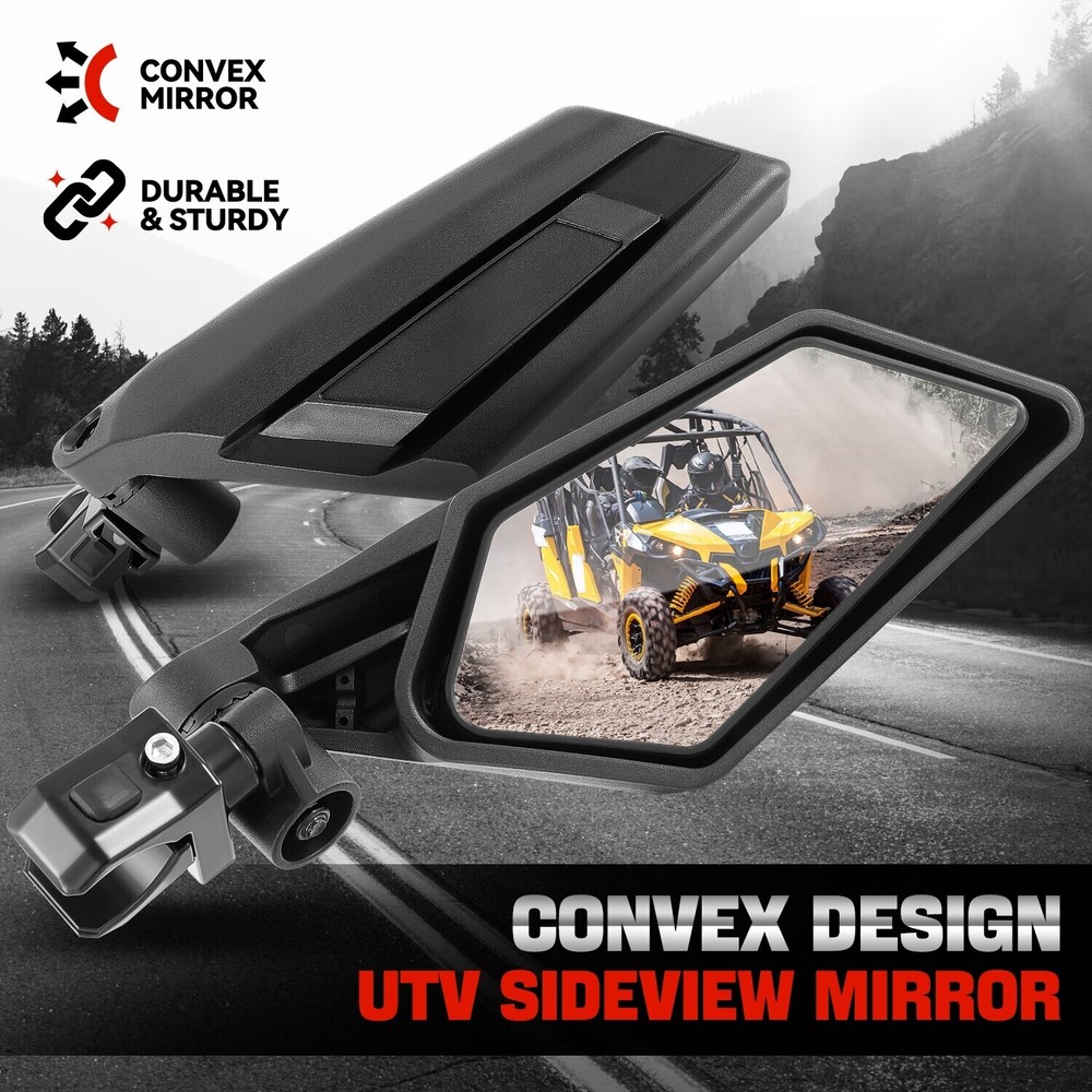 Universal Roll Cage Bar Mount UTV Side View Mirror w/ 1.5"-2" Adjustable Bracket