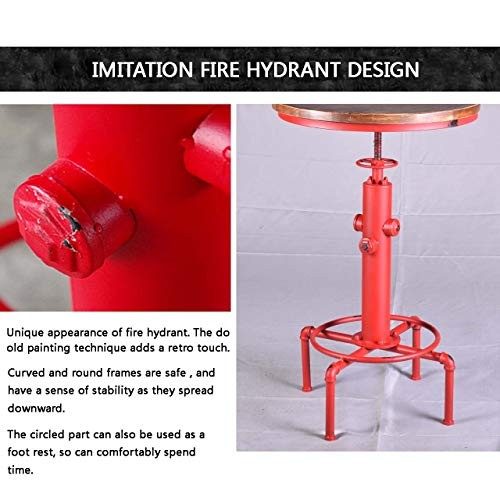 Industrial Bar Table 31.5-41.3" Adjustable Pub Table Kitchen Dining Coffee Red