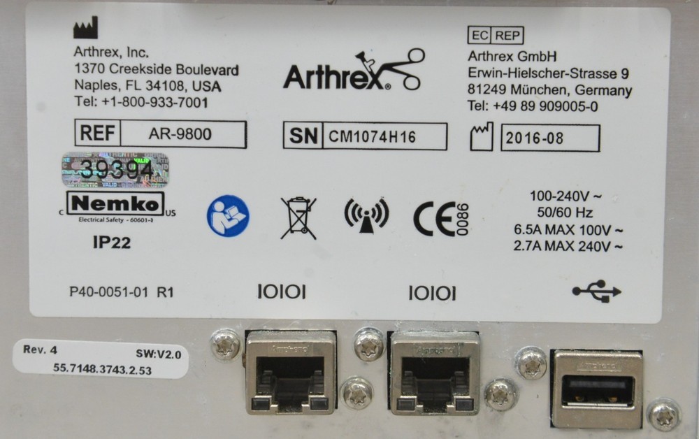 Arthrex AR-9800 Synergy RF Bipolar Ablation System
