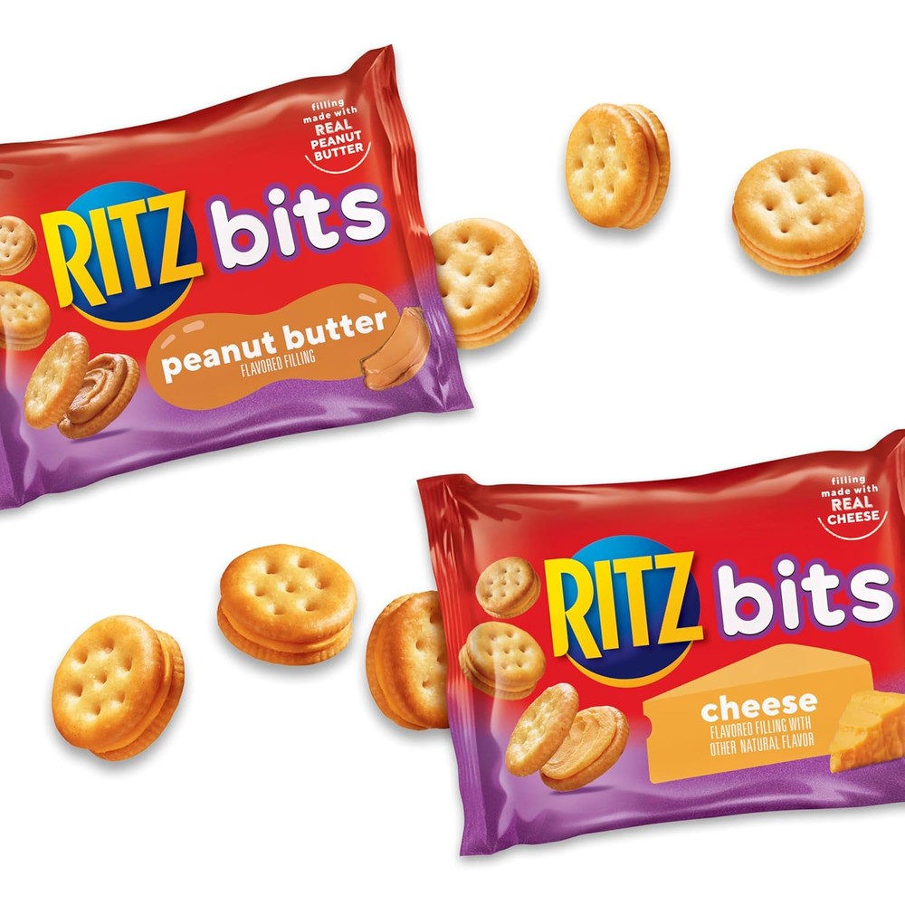 Bits Cheese and Bits Peanut Butter Sandwich Crackers Variety Pack, Lunch Snacks