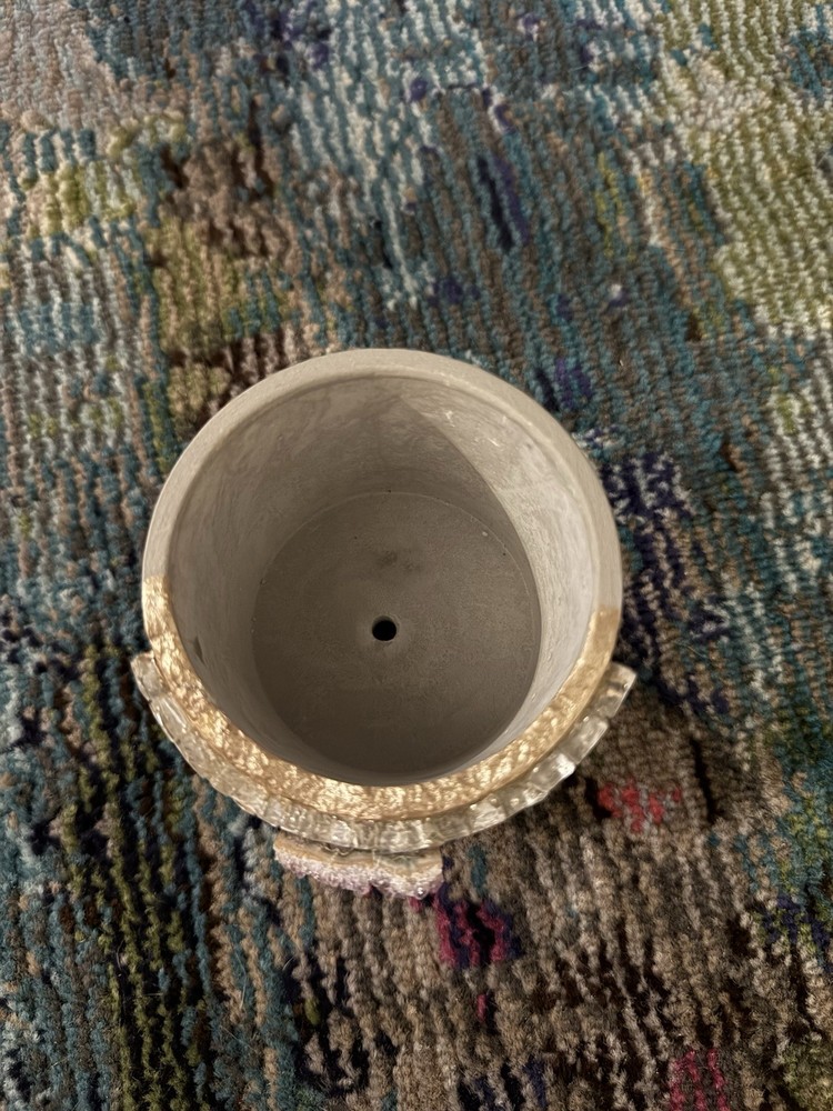 Amethyst Crystal Geode Planter Gray Circular