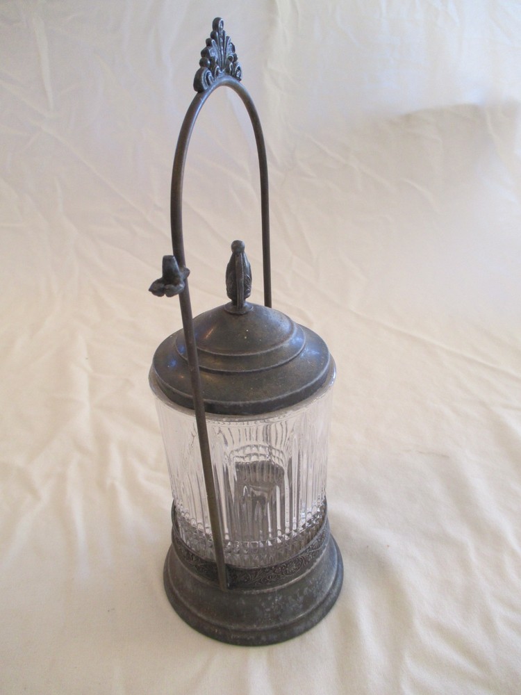 Antique Victorian Pickle Castor Embossed Glass Silver Plate. Missing Fork.