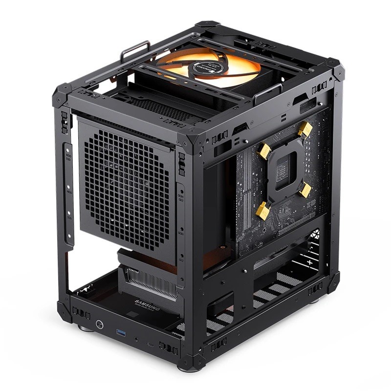 JONSBO C6-ITX/MATX Black with Handle Mesh PC Case, Simple Compact